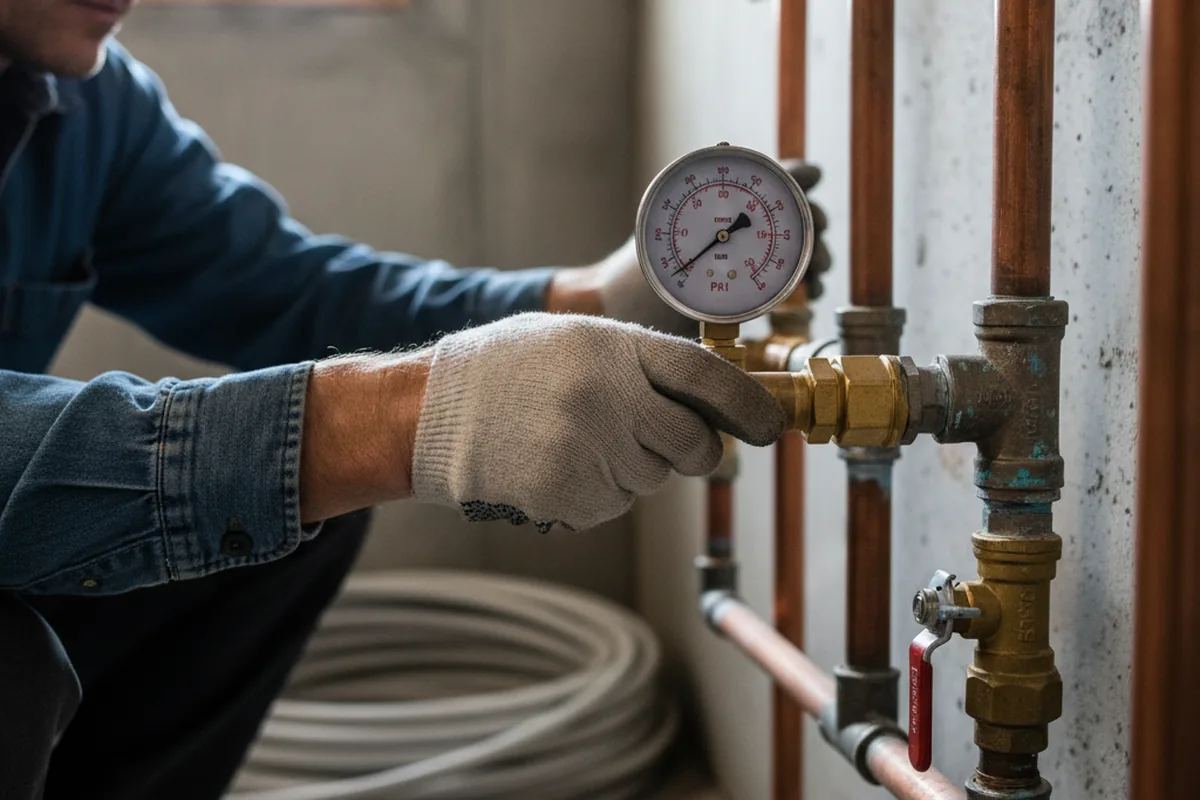 Pressure testing a repaired line during Water Line Repair in Cardiff By The Sea